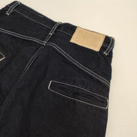 mina perhonen always dn4364B ロールアップデニム ジーンズ コットンリネン デニムパンツ ネイビー レディース ミナペルホネン【中古】5-0921G∞