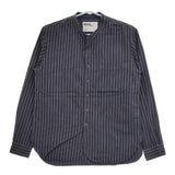 MHL. 596-6250519 COTTON WOOL STRIPE ストライプ 長袖シャツ チャコールグレー メンズ エムエイチエル【中古】5-0705M∞