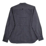 MHL. 596-6250519 COTTON WOOL STRIPE ストライプ 長袖シャツ チャコールグレー メンズ エムエイチエル【中古】5-0705M∞