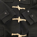 MARGARET HOWELL 旧タグ 英国製 ウール メルトン ダッフルコート ブラック レディース マーガレットハウエル【中古】5-1026A♪