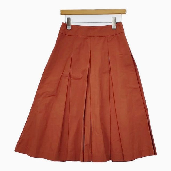 MARGARET HOWELL 578-7232002 LIGHT COTTON LINEN SKIRT タック スカート オレンジ レディース マーガレットハウエル【中古】5-0907G∞