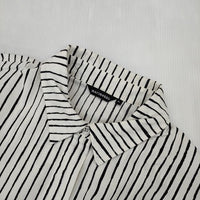 marimekko AITA ストライプ シャツワンピース コットン ワンピース オフホワイト ブラック レディース マリメッコ【中古】5-0830M∞