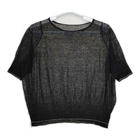 mina perhonen lilas xs8274 半袖 シアーニットソー リネン サイズ40 ニット ブラック レディース ミナペルホネン【中古】5-0616S∞