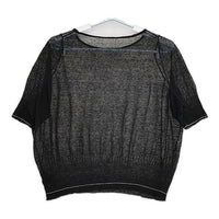 mina perhonen lilas xs8274 半袖 シアーニットソー リネン サイズ40 ニット ブラック レディース ミナペルホネン【中古】5-0616S∞