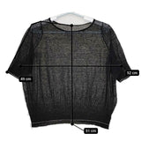mina perhonen lilas xs8274 半袖 シアーニットソー リネン サイズ40 ニット ブラック レディース ミナペルホネン【中古】5-0616S∞