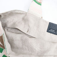 mina perhonen lake パニーニバッグ ua9907 刺繍 リネン トートバッグ ベージュ グリーン レディース ミナペルホネン【中古】5-0924G∞