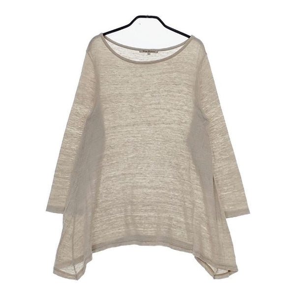 Vlas Blomme コルトレイクリネン フレア ニットソー 長袖Ｔシャツ カットソー ロンＴ ベージュ レディース ヴラスブラム【中古】5-0604M∞
