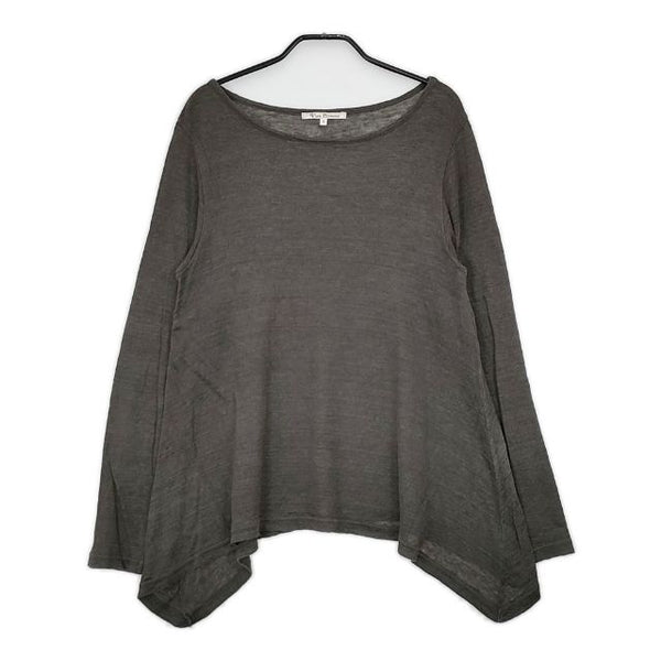 Vlas Blomme リネン フレア ニットソー 長袖Ｔシャツ カットソー ロンＴ チャコールグレー レディース ヴラスブラム【中古】5-0604M∞
