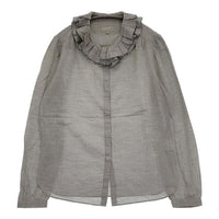 MARGARET HOWELL 578-253003 フリルカラー DOUBLE RUFFLE コットン 比翼ボタン ブラウス シャツ グレー レディース マーガレットハウエル【中古】5-0906M∞