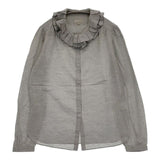 MARGARET HOWELL 578-253003 フリルカラー DOUBLE RUFFLE コットン 比翼ボタン ブラウス シャツ グレー レディース マーガレットハウエル【中古】5-0906M∞