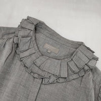 MARGARET HOWELL 578-253003 フリルカラー DOUBLE RUFFLE コットン 比翼ボタン ブラウス シャツ グレー レディース マーガレットハウエル【中古】5-0906M∞
