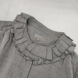MARGARET HOWELL 578-253003 フリルカラー DOUBLE RUFFLE コットン 比翼ボタン ブラウス シャツ グレー レディース マーガレットハウエル【中古】5-0906M∞
