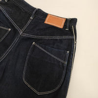 mina perhonen always 36 dn4359 ワイドデニム ジーンズ コットンリネン デニムパンツ ネイビー レディース ミナペルホネン【中古】5-0921G∞