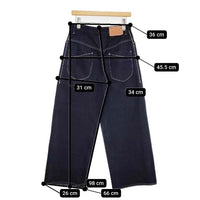 mina perhonen always 36 dn4359 ワイドデニム ジーンズ コットンリネン デニムパンツ ネイビー レディース ミナペルホネン【中古】5-0921G∞