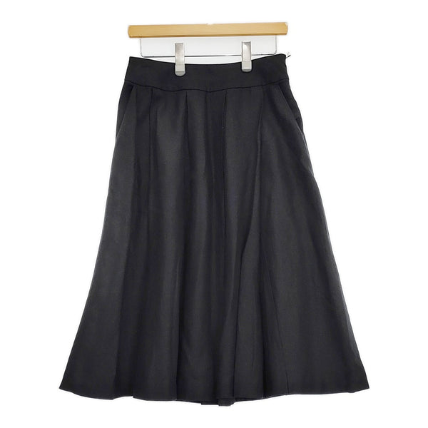 MARGARET HOWELL 578-8132012 Three Pleat Skirt サイズ3 アイリッシュリネンスカート ブラック レディース マーガレットハウエル【中古】5-0710M♪
