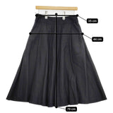 MARGARET HOWELL 578-8132012 Three Pleat Skirt サイズ3 アイリッシュリネンスカート ブラック レディース マーガレットハウエル【中古】5-0710M♪