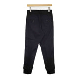 REGULATION Yohji Yamamoto コットンギャバジン 裾ベルト FQ-P55-005 センタープレススラックス パンツ ブラック レディース レギュレーションヨウジヤマモト【中古】5-0921G∞