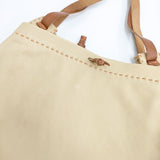 HENRY CUIR レザー 犬刺繍 トートバッグ ベージュ レディース アンリークイール【中古】5-0924G∞