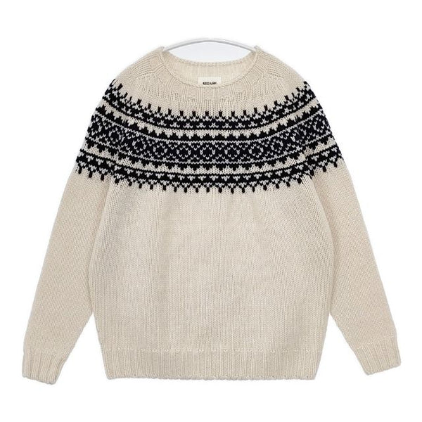Morris&Sons 英国製 ノルディック ウール セーター ニット オフホワイト ネイビー レディース モリスアンドサンズ【中古】5-0917T∞