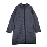 LAVENHAM キルティング ウール フード付き 中綿 コート ネイビー レディース ラベンハム【中古】5-1026T∞