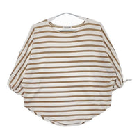 HUG O WaR Vintage chic ボーダー 袖リボン Ｔシャツ カットソー ホワイト ベージュ レディース ハグオーワー【中古】5-0528M∞