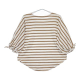HUG O WaR Vintage chic ボーダー 袖リボン Ｔシャツ カットソー ホワイト ベージュ レディース ハグオーワー【中古】5-0528M∞
