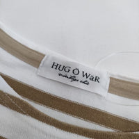 HUG O WaR Vintage chic ボーダー 袖リボン Ｔシャツ カットソー ホワイト ベージュ レディース ハグオーワー【中古】5-0528M∞