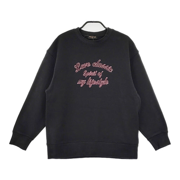HUG O WaR ロゴ サイズM クルーネック スウェット ブラック レディース ハグオーワー【中古】5-0710M♪