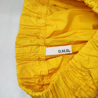 DMG タイプライタークロスマキシ丈スカート 17-429X ギャザー ロングスカート イエロー レディース ディーエムジー/ドミンゴ【中古】5-0710M♪