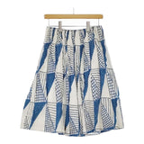 mina perhonen ts5917 montagne 手折りプリーツ ロングスカート ホワイト ブルー レディース ミナペルホネン【中古】5-0604M∞