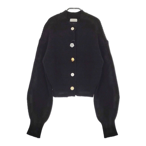 IENA COZUEANZAI ランダムボタンカーディガン 22080900740030 定価26400円 ウールカーディガン 22AW ブラック レディース イエナ【中古】5-0415T♪