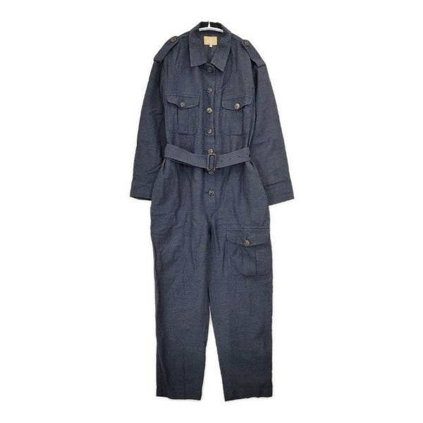 Nigel Cabourn LINEN WOOL ARMY SUIT リネンウールアーミースーツ ベルト付き オールインワン ツナギ ネイビー レディース ナイジェルケーボン【中古】5-1026M∞
