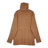 qualite コットンリブタートル ハイネックカットソー ニット ブラウン レディース カリテ【中古】5-0509M♪