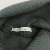 qualite コットンリブタートル ハイネックカットソー ニット グリーン レディース カリテ【中古】5-0509M♪