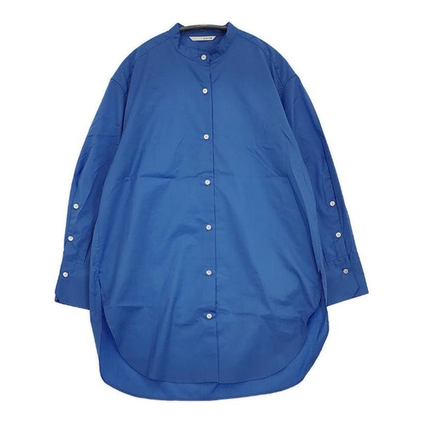 qualite バンドカラー スリット ヴィンテージブロードスタンドシャツ 長袖シャツ ブルー レディース カリテ【中古】5-0823M∞