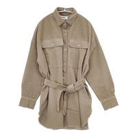 Healthy Denim ストレッチコーディロイビッグシャツ ベルト付き 長袖シャツ ベージュ レディース ヘルシーデニム【中古】5-0927T∞