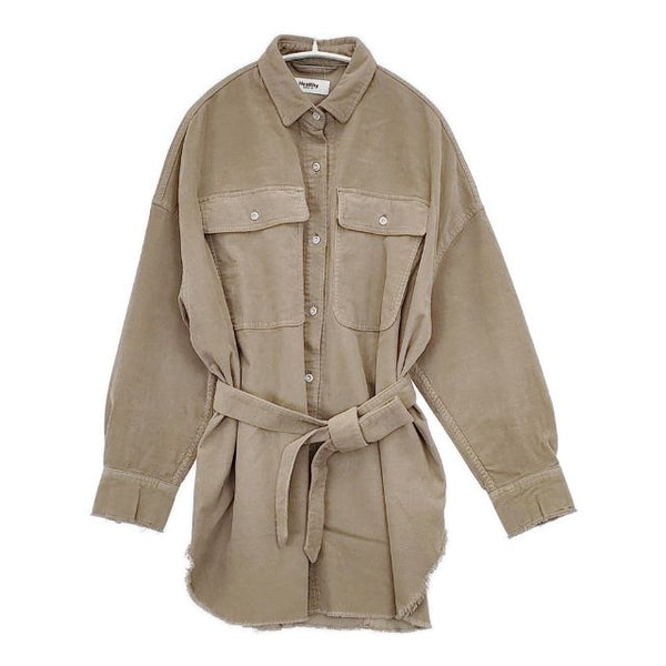 Healthy Denim ストレッチコーディロイビッグシャツ ベルト付き 長袖シャツ ベージュ レディース ヘルシーデニム【中古】5-0927T∞