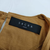 sacra リヨセルコットン ステップフリル ブラウス 半袖Ｔシャツ カットソー ブラウン レディース サクラ【中古】5-0616S∞
