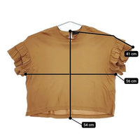 sacra リヨセルコットン ステップフリル ブラウス 半袖Ｔシャツ カットソー ブラウン レディース サクラ【中古】5-0616S∞