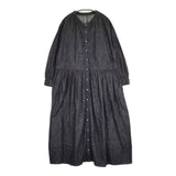 nest Robe 01233-1427 コットンリネンダンガリーギャザーワンピース 定価34100円 ワンピース ネイビー レディース ネストローブ【中古】5-0921M∞