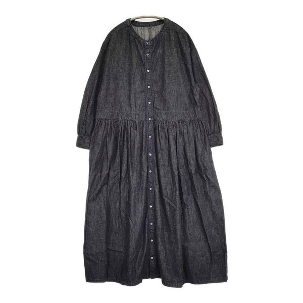 nest Robe 01233-1427 コットンリネンダンガリーギャザーワンピース 定価34100円 ワンピース ネイビー レディース ネストローブ【中古】5-0921M∞