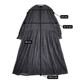 nest Robe 01233-1427 コットンリネンダンガリーギャザーワンピース 定価34100円 ワンピース ネイビー レディース ネストローブ【中古】5-0921M∞