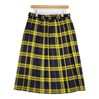 O'NEIL OF DUBLIN チェック キルト ウール 巻き ロングスカート イエロー ネイビー レディース オニールオブダブリン【中古】5-0927T∞