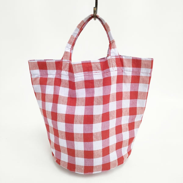 dragon LUNGI BAGS チェック トートバッグ ピンク レッド レディース ドラゴン【中古】5-0714G◎