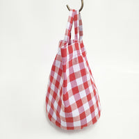 dragon LUNGI BAGS チェック トートバッグ ピンク レッド レディース ドラゴン【中古】5-0714G◎