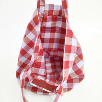 dragon LUNGI BAGS チェック トートバッグ ピンク レッド レディース ドラゴン【中古】5-0714G◎