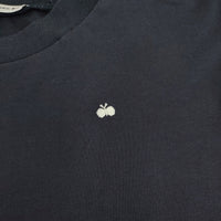 mina perhonen za8610 lisse サイズ38 コットン ワンポイント刺繍 長袖Ｔシャツ カットソー ネイビー レディース ミナペルホネン【中古】5-0509M♪