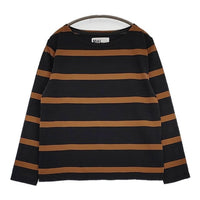 MHL. 595-1169502 WIDE STRIPE DRY JERSEY 長袖Ｔシャツ カットソー ロンＴ チャコールグレー ブラウン レディース エムエイチエル【中古】5-0914M∞
