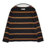 MHL. 595-1169502 WIDE STRIPE DRY JERSEY 長袖Ｔシャツ カットソー ロンＴ チャコールグレー ブラウン レディース エムエイチエル【中古】5-0914M∞