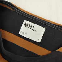 MHL. 595-1169502 WIDE STRIPE DRY JERSEY 長袖Ｔシャツ カットソー ロンＴ チャコールグレー ブラウン レディース エムエイチエル【中古】5-0914M∞
